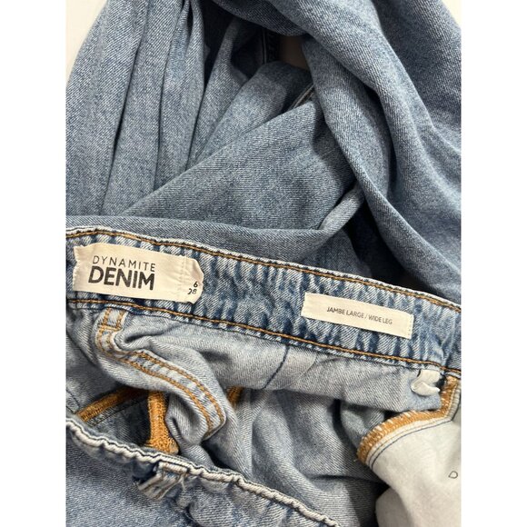 Dynamite Denim Wide Leg Jeans Raw Hem in Blue - Picture 4 of 4